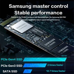 Samsung 980 Pro med kylfläns 500 GB SSD 2TB NVME M.2 2280 PCIe Gen 4x4 Internt fast tillstånd Drive 1TB SSD för PS5 Laptop Desktop