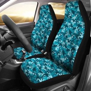 Capas de assento de carro Teal Camo Pack de 2 capa protetora frontal universal