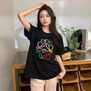 Loe Luo S Spring Summer New Letter Embroidery Colorful Pattern Round Neck Short Sleeve Men And Women Trendy Brand T Shirt Fashion