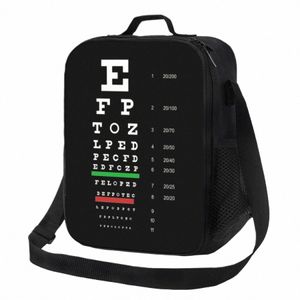 snellen Eye Chart Isolierte Lunchtasche für Frauen, Optiker, Optiker, Kühler, Thermo-Lunchbox, Büro, Picknick, Reisen, 26fL#
