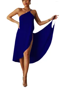 Casual Dresses Europe And America 2024 Solid Color Sexy Amazon Beach Skirt Sling Dress Short Women's 7 8 Size Stock