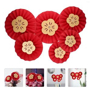 Decorative Figurines 12 Pcs Paper Fan Flower Year Party Hanging Decorations Baby Shower Decorate