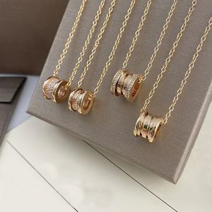 Luxury Designer brand Ceramic Diamond Necklace women men Top quality fashion titanium Stainless steel 18k gold necklace spring pendant Collarbone chain Jewelry