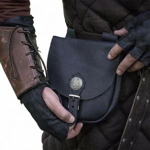 medieval Drawstring Waist Bag Renaissance Wallet Coin Purse PU Leather Vintage Viking Knight Pirate Cosplay Lace-Up Fanny Pack t5F6#