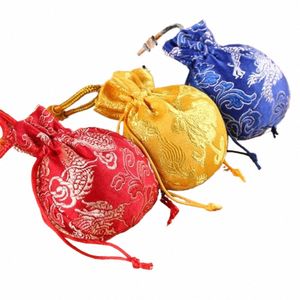 Borsa portaoggetti in tessuto multicolore con coulisse, modello trascinante, borsa portaoggetti in stile cinese, borsa portagioie da donna, bustina Y6xM #