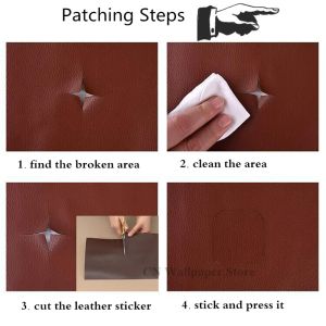 Leather Repair Patch Kit Self-Adhesive Leather Tape Upholstery Vinyl Sticker for Couches Sofa Furniture Car Seats Bags Jackets