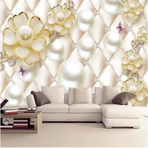 Wallpapers wellyu papel de pared personalizado papel de parede luxo cristal flor tridimensional fundo parede 3d papier pein