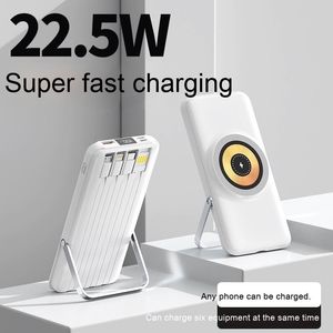 22,5 W SUPER SIDE Flashing Power Bank z magnetycznym ssaniem i przenośnym wbudowanym kablem, trzy w jednym mobilnym zasilaczu