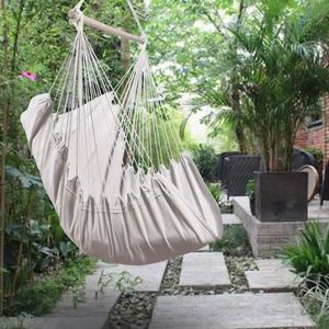 1pc Taşınabilir Seyahat Kampı Asma Hamak Ev Yatak Odası Salıncak Yatak Tembel Sandalye Bahçe Malzemeleri Gökkuşağı Stripe Canvas Hammocks 240325