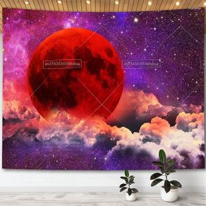 Tapissries Red Galaxy Stars Tapestry Wall Hanging Trippy Moon Covars Tapestrys Y2K Eesthetic Room Decor Art Home Decoration