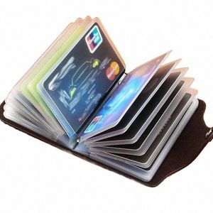 Busin Card Holder Anti-Theft ID Credit Card Card Holder Fi Women's 24 Cards Slim PU Leather Pocket Case Coin Purse Wallet R5oc＃