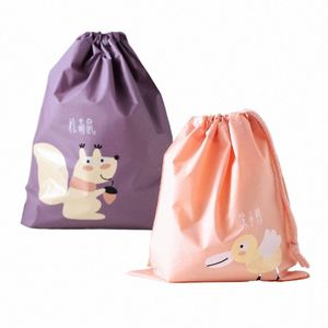 2018 Nya söta vattentäta skospåsar Portable DrawString Bag Carto Printing Travel Organizer Cosmetic Pouch Clothin Package G1KR#