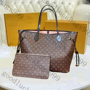 Designer tote bag large Handbags with wallet purse Fashion Leather Old Flower Brown lattice shoulder Bags 2 Piece Set Luxury Classic handbag beach bag clutch totes