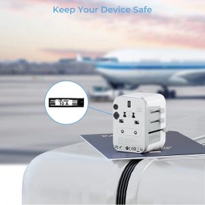 TESSAN Universal Travel Adapter International Plug Adaptor with USB A & Type C Ports, Worldwide Wall Charger for USA EU UK AU US