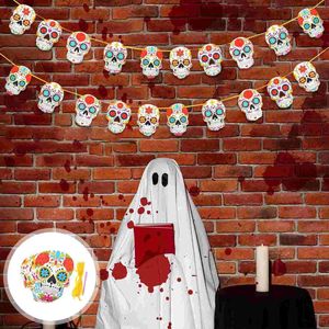 Украшение вечеринки Латте Свадьба Хэллоуин День мертвых Баннер Флаг Мексиканская тема Голова призрака