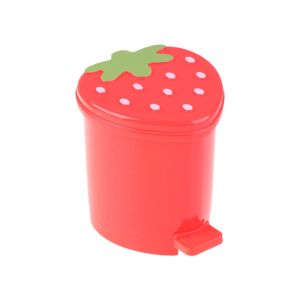 Mini Strawberry Trash Can with Lid School Classroom Desk Garbage Bucket for Indoor Outdoor Small Garbage Storage Bin