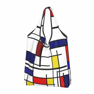 mdrian Minimalist Art Groceries Shop Bag Custom Shopper Shoulder Tote Bags Large Capacity Portable Color Art Handbag r57F#