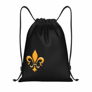 Trendy Fleur de lis sznurka torebki kobiety mężczyźni Przenośna siłownia sport worka lilia fr symbol sklep plecak 68AV#