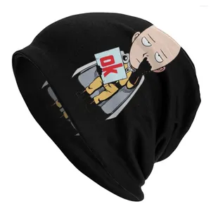 Berets One-Punch Man Bonnet Hat Hip Hop Autumn Winter Street Skullies Beanies Hats Anime Japan For Men Women Knitting Warm Cap