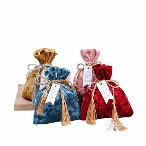 3 tamanhos portátil cordão bolso Veet Candy Bag Tassel Bag Dust Protect Gift Bags Trendy Fi Wedding Party Candy Malotes 34po #