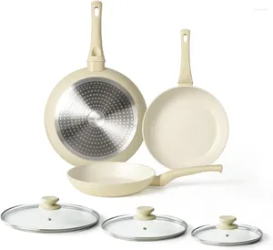 Köksredskap med lock - Nonstick stekuppsättning 3 datorer non stick granitinduktion stekpanna ägg omelett yngel