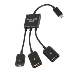 1/2/3st Nyaste 3 i 1 Micro USB Type C Hub Man till kvinnlig dubbel USB 2.0 Värd OTG -adapterkabel för smartphone -datortablett