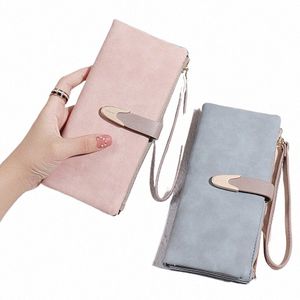 Neue Herbst und Winter LG Geldbörse Frauen Europa und die Vereinigten Staaten PU Reißverschluss Schnalle Handtasche einfache Fi Trend Straße P S1aB #