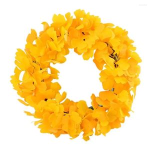 Decorative Flowers Fine Workmanship Garland Reusable Fall Ginkgo Leaf Wreath For Indoor Outdoor Decoration Yellow Leaves Front Door