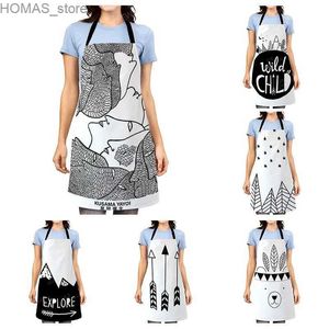 Aprons Aesthetic Women kitchen apron kids original Children Waterproof girl princess waiter work apron oil proof nordic boho plant Y240401N3UO