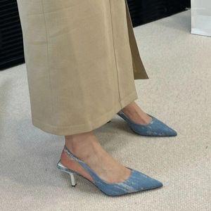 Sapatos de vestido 2024 verão mulheres sexy apontou toe simples antiderrapante cor sólida salto alto elegante e confortável festa grande tamanho sandálias