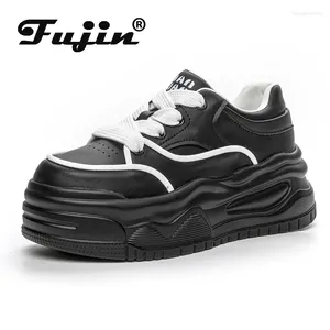 Casual Shoes Fujin 7cm Microfiber Leather Spring Chunky Sneakers Platform Wedge Skate Boarding Fashion Women Autumn Ladies