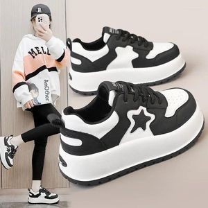 Casual Shoes Spring/Summer 2024 Color-Blocked Thick-soled Heightened Board Women's Breathable Round Scalp