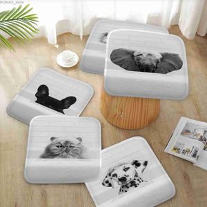 Cushion/Decorative Pillow Animal Poster Elephant Giraffe Toilet Bathtub Black White Art Meditation Cushion Dining Chair Seat Cushion Anti-Slip Chair Mat Y240401