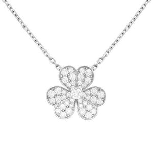 Brand originality Van High Quality Clover Necklace Womens Full Diamond Petals Lucky Grass 18k Rose Gold Lock Bone Chain Live Broadcast jewelry