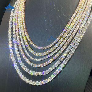GRA Certificated 10K 14K Real Solid Gold Lated 2Mm 3Mm 4Mm Moissanite S Jewelry Tennis Chain Necklace For Men Women