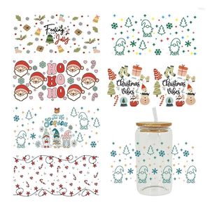 Window Stickers 3D UV DTF Transfers 16oz Cup Wraps Santa Merry Christmas Printed For DIY Glass Ceramic Metal Leather Etc. D6255