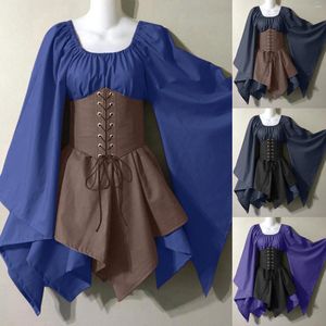 Partykleider Mittelalterliches Kostüm für Damen, Trompetenärmel, irisches Hemdkleid mit Korsett, traditionelle Halloween-Frauen-Cosplay-Kostüme