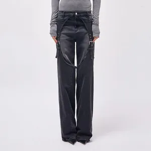 Frauen Jeans Denim Hosen Herbst 2024 Mode Lässig Spleißen Design Lose Anliegende Dünne Gerade Bein Hohe Taille Hose Y2k weibliche