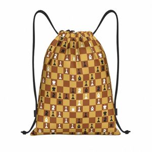 Personalizado Ch Board Drawstring Mochila Sacos Mulheres Homens Leve Chboard Game Player Gym Sports Sackpack Sacks para Yoga d60C #