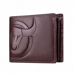 Bullcaptain Fi Big Logo Mann Brieftasche Hohe Qualität RFID Brieftasche Münze Geldbörse Kompakte Mini Kartenhalter Echtes Leder R6nz #