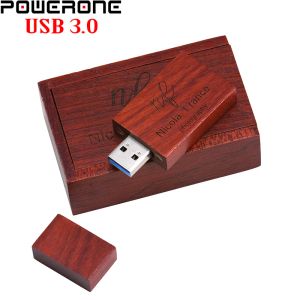 5PCS/Lot USB 3.0 Flash Drive 128GB Wooden Gift Box High Speed Photography Custom Pen Drive Real Capacity Memory Stick Free Logo