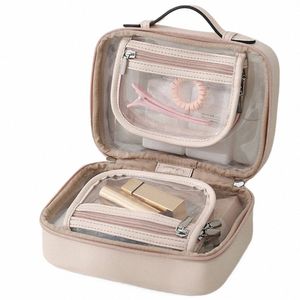 PVC Cosmetic Bag Transparente Higiene Pessoal Organizador Bag Double Layered Makeup Cases com Zipper Make Up Bag Travel WbagPouch K59Q #