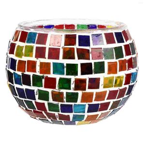 Titulares de vela Mosaico Titular Vidro Votivo Tealight Vintage Decorativo Cup Stand Tigela Desktop Organizador para Festa de Casamento Casa