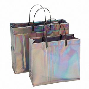 Fi Donne Clear Tote PVC Laser impermeabile trasparente borse femminile grande borsa a tracolla Shopper Summer Beach portatile Pouch A5XO #