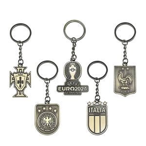 2024 Classic Soccer Team Logo Keychain For Fans Football Championship Emblem National Team Zinc Alloy Badge Pendant Key Ring