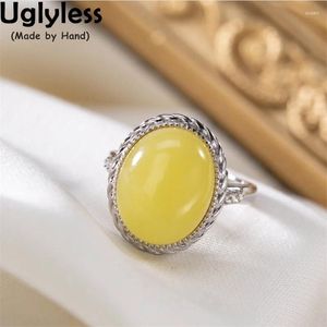 Cluster Anelli Uglyless Lusso Pietre preziose naturali Gioielli per le donne Olio di pollo Ambra Cera d'api Elegante abito da donna Argento 925 Bijoux