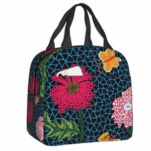 yayoi Kusama Frs Insulated Lunch Bag for Women Resuable Abstract Art Cooler Thermal Lunch Box Office Picnic Travel D2xa#