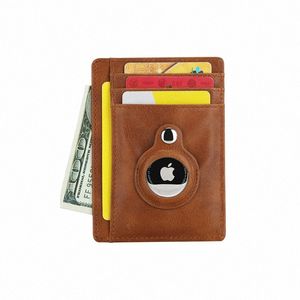 Nowy skórzany Airtag PU do uchwytu na karty Apple Cienki portfel RFID ID Uchwyt karty kredytowej Busin Carb Purse Fibre Gorąca sprzedaż Dropship W7NF#