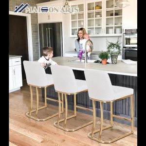 MAISON ARTS & Gold Counter Height Bar Stools with Backs Set of 3 for Kitchen 24 Inch Modern Barstools Upholste