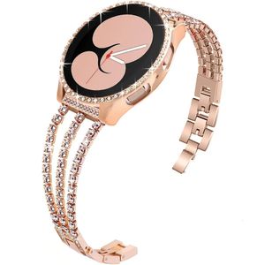 Galaxy için Paslanmaz Çelik Strapcase Watch 4/5 40mm 44mm Parlak Elmas Bağlantı Kadın Bilezik 20mm Bant Ekran Koruyucusu 240326